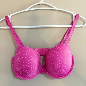 4/$10🎄Pink Cotton Underwire Bra with White Polka Dots 32DD